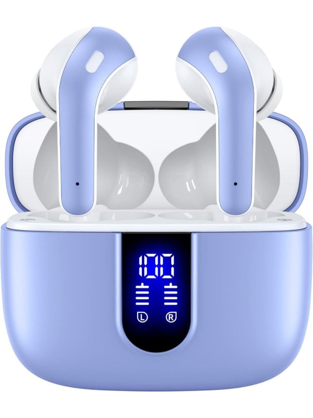 Wireless Purple 60H Playback LED Power Display Waterproof Ear Bluetooth Earbud